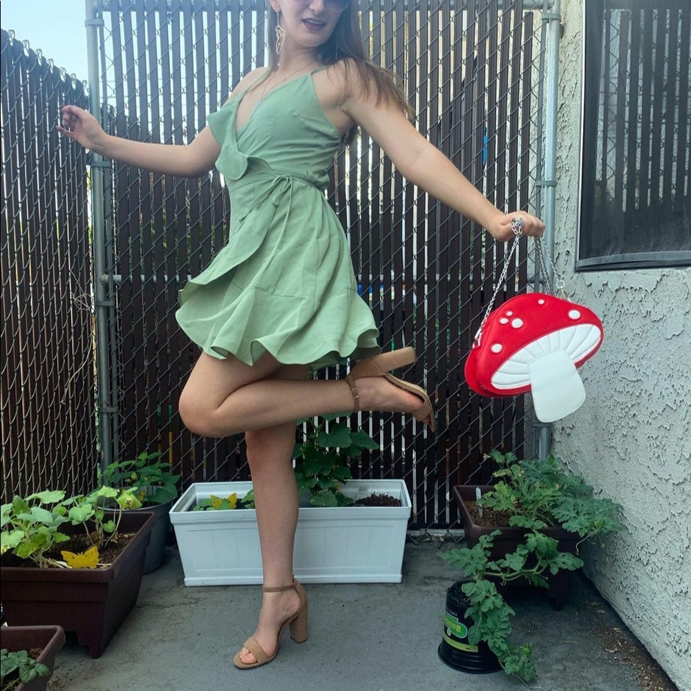 Green wrap sundress